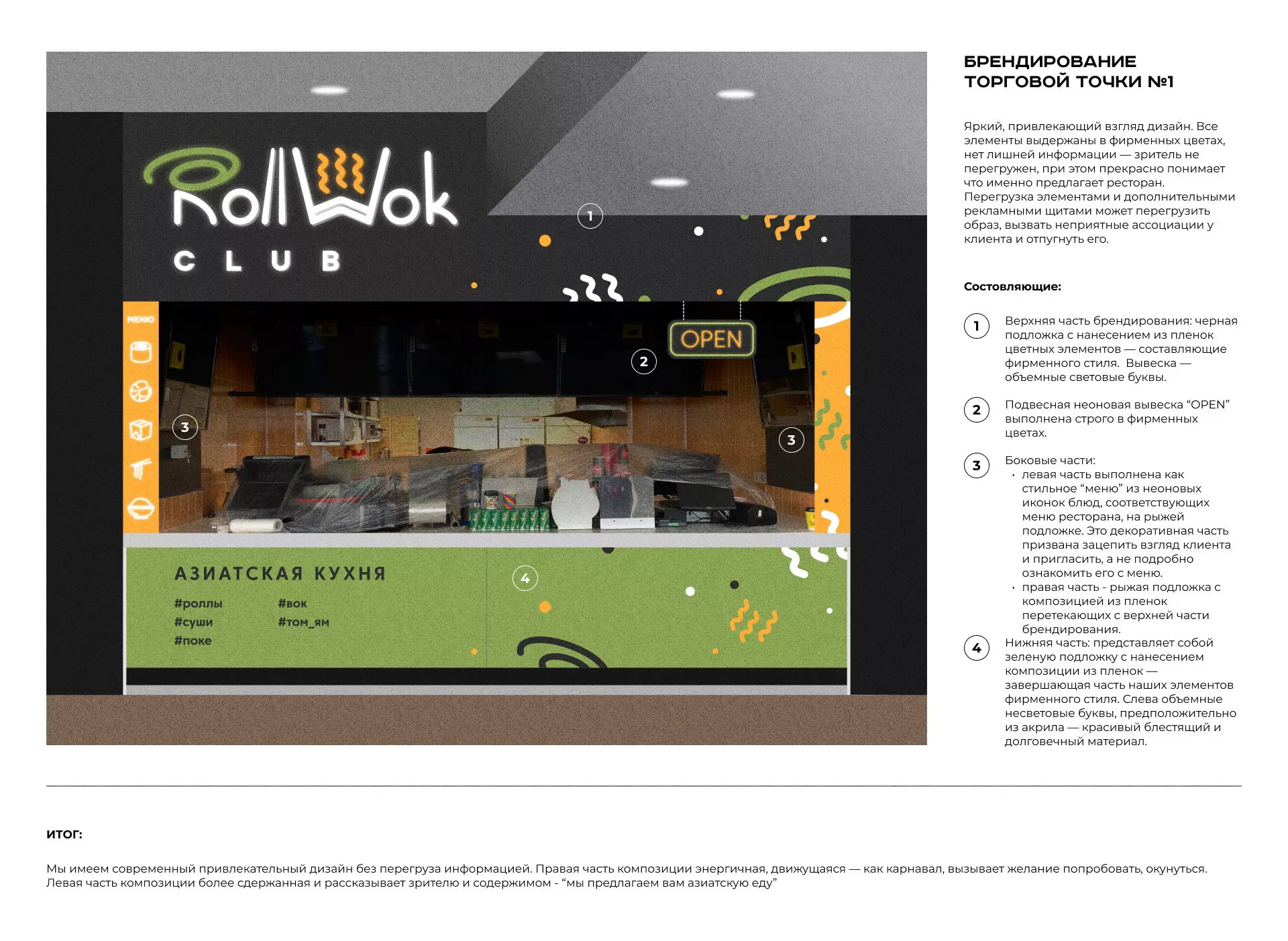 Брендирование торговых точек суши-бара «Roll Wok Club» в Курганинске