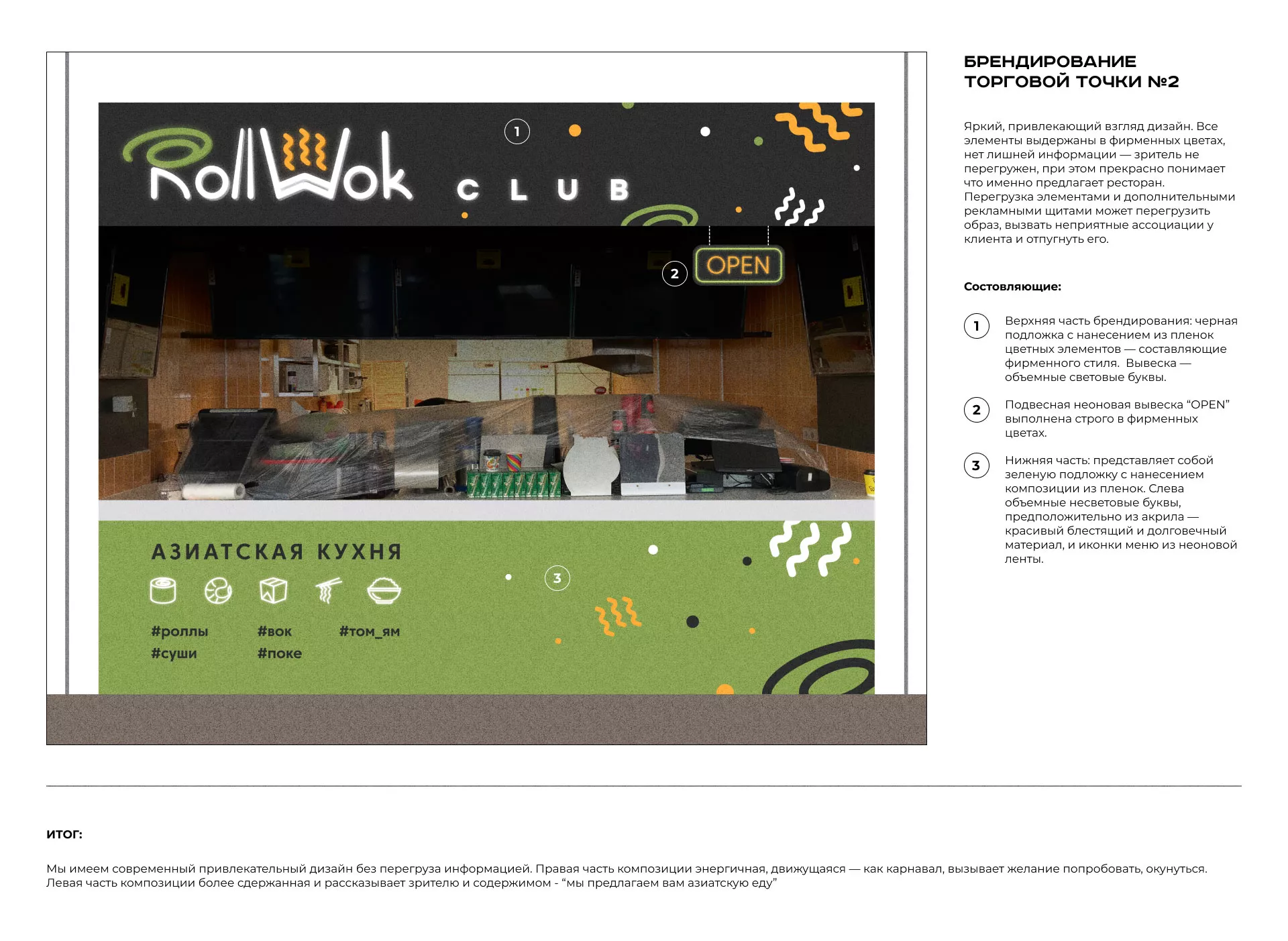 Брендирование торговых точек суши-бара «Roll Wok Club» в Курганинске